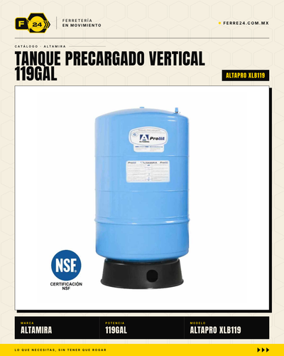 Tanque Precargado Vertical ALTAMIRA PRO 119 Galones — Garantía 6 Años