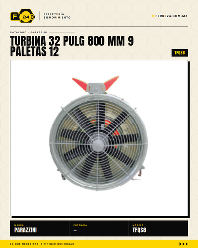 Turbina de Aspersión Parazzini TFQS8 — 32" / 800 mm, Acero Inoxidable