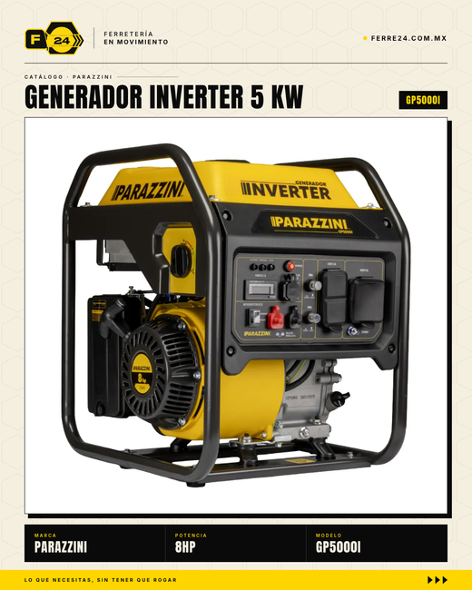 Generador Parazzini Inverter 5 KW — Respaldo Confiable para Casa, Negocio y Obra