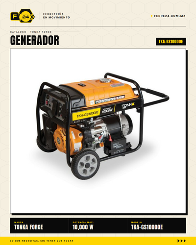 Generador a gasolina Tonka Force 10,000 W 16 HP con marcha y batería