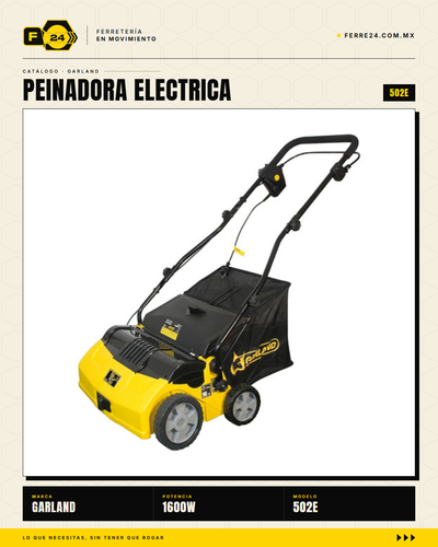 Garland Roll & Comb 502 E — Peinadora Eléctrica 1600 W para Césped Artificial