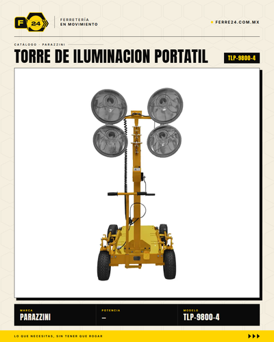 Torre de Iluminación Parazzini TLP-9800-4 — 4 x 1000W Haluro Metálico