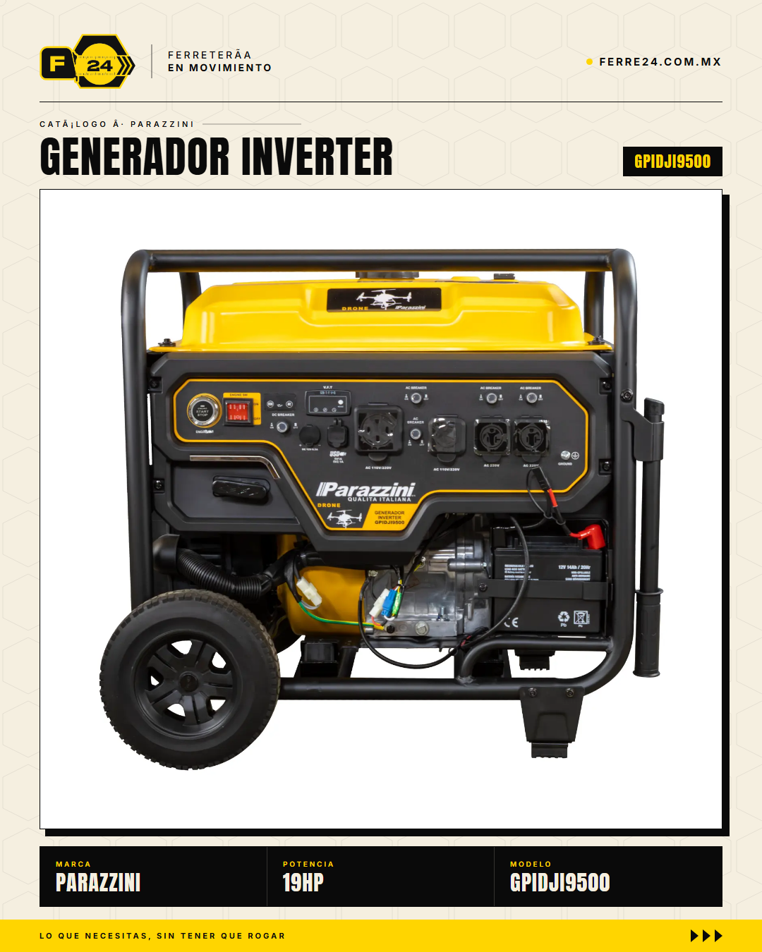 Generador Inverter Parazzini GPIDJI9500 9500W 19HP — vista principal