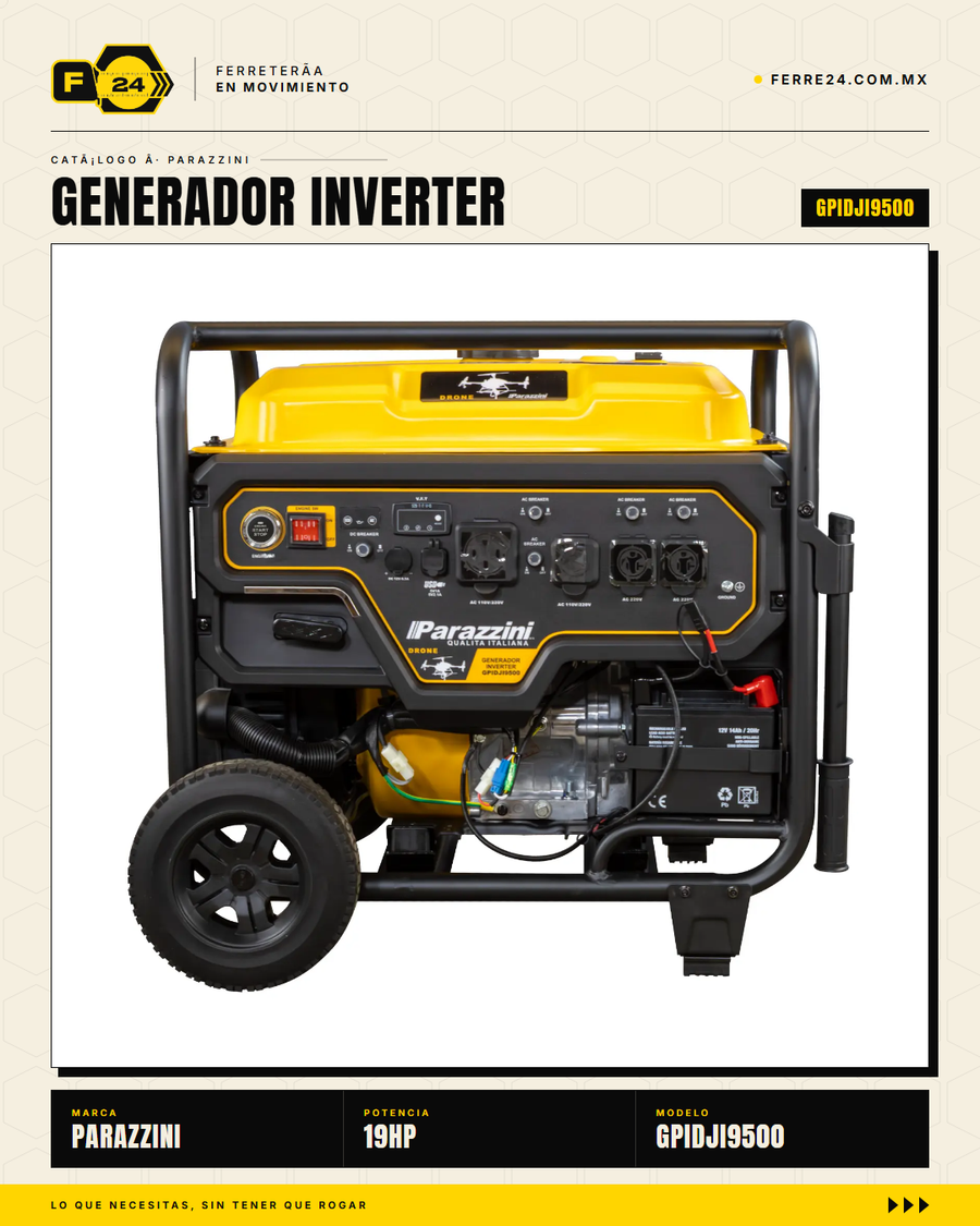 Generador Inverter Parazzini GPIDJI9500 9500W 19HP — vista principal