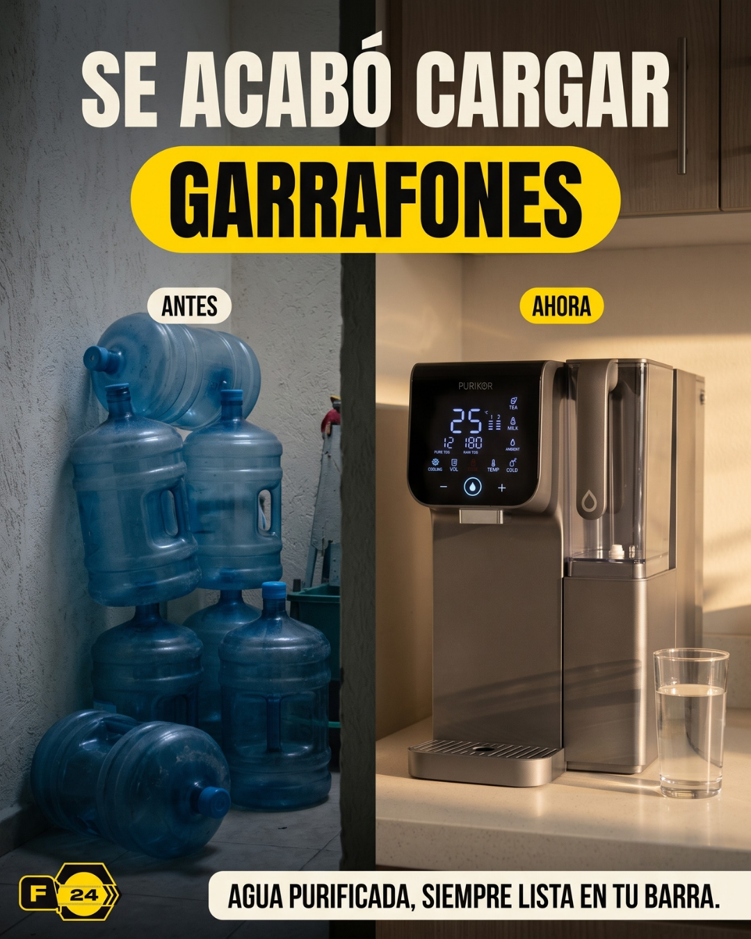 Se acabó cargar garrafones — agua purificada lista en tu barra
