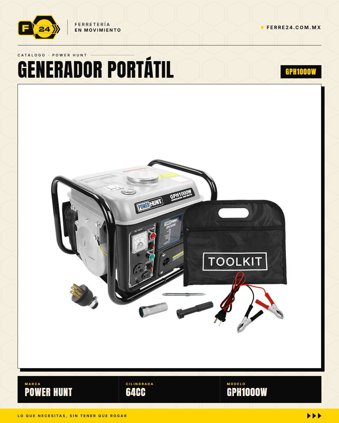 Generador Portátil Power Hunt 1000W — 6 Horas de Autonomía · hero_001