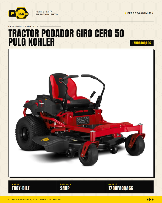 Tractor Podador Giro Cero 50" Kohler 24HP - Troy-Bilt Mustang Z50