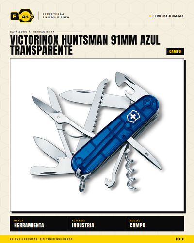 Victorinox Huntsman 91mm Azul Transparente — 15 Funciones