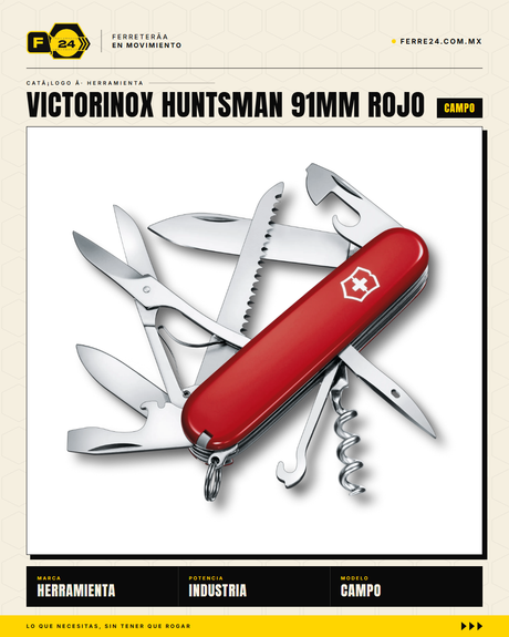 Victorinox Huntsman 91mm Rojo — 15 Funciones con Sierra