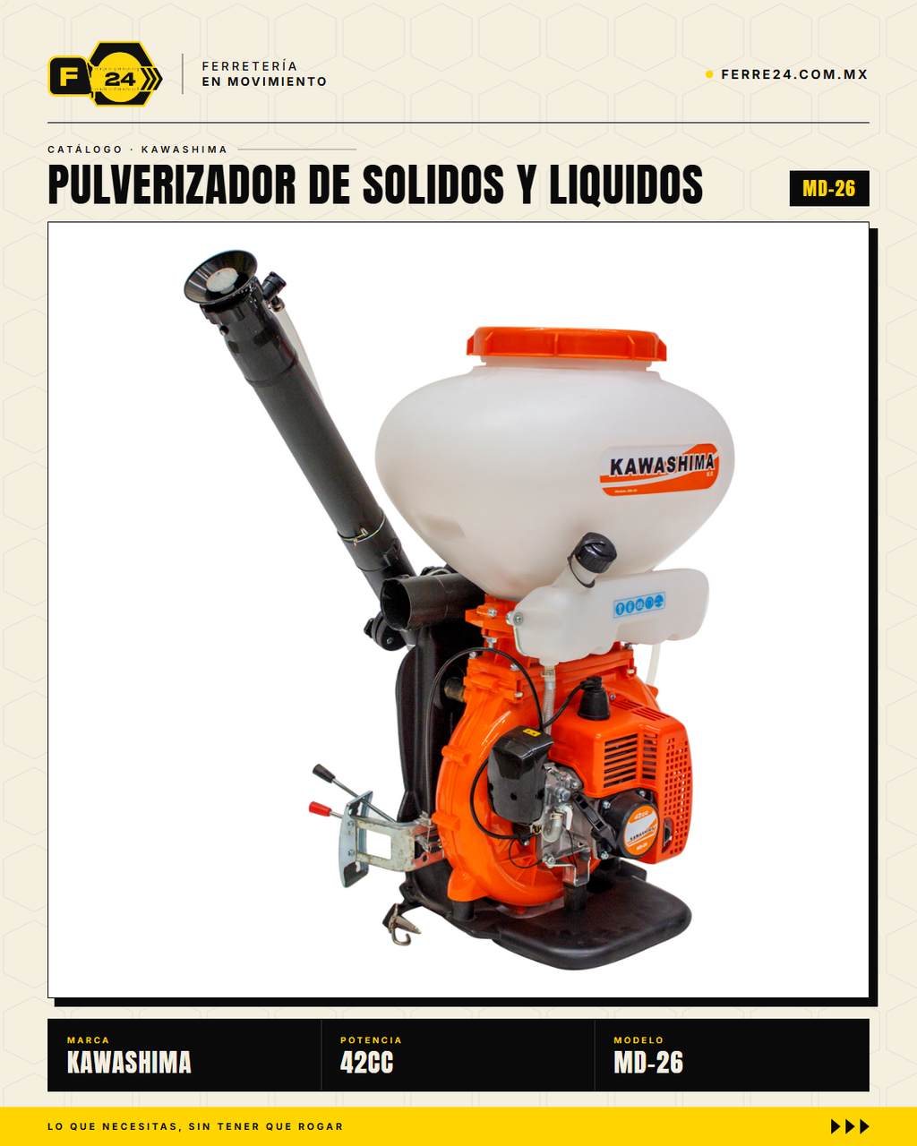 Pulverizador Kawashima 42 cc — Sólidos y Líquidos, Tanque de 26 L · hero_001