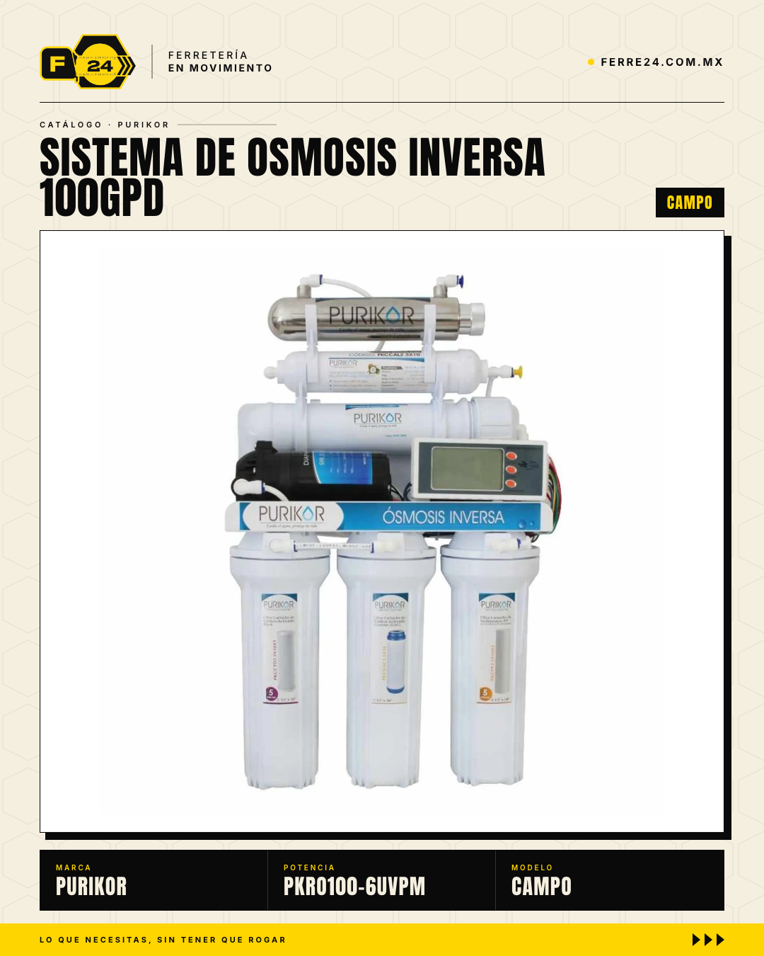 Sistema de Ósmosis Inversa 6 Etapas con UV y Bomba PURIKOR 100 GPD · hero_001