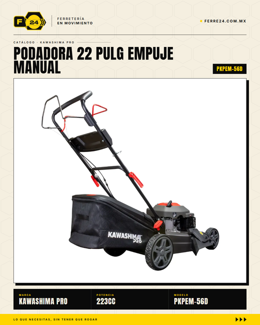Podadora Kawashima Pro PKPEM-56D 22" 223cc 3-en-1