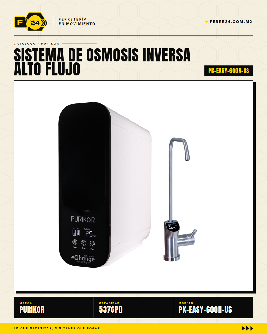 Sistema Ósmosis Inversa PURIKOR 537 GPD — 4 Etapas Sin Tanque · hero_001