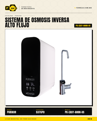Sistema Ósmosis Inversa PURIKOR 537 GPD — 4 Etapas Sin Tanque