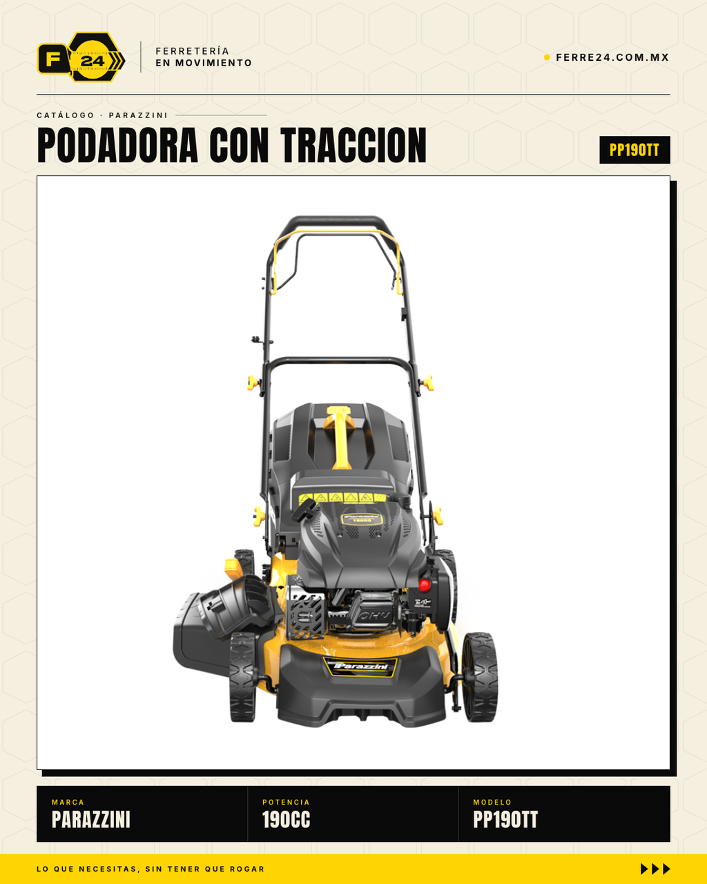 Podadora Autopropulsada 190cc — Corte 21" y Bolsa 65L · hero_001