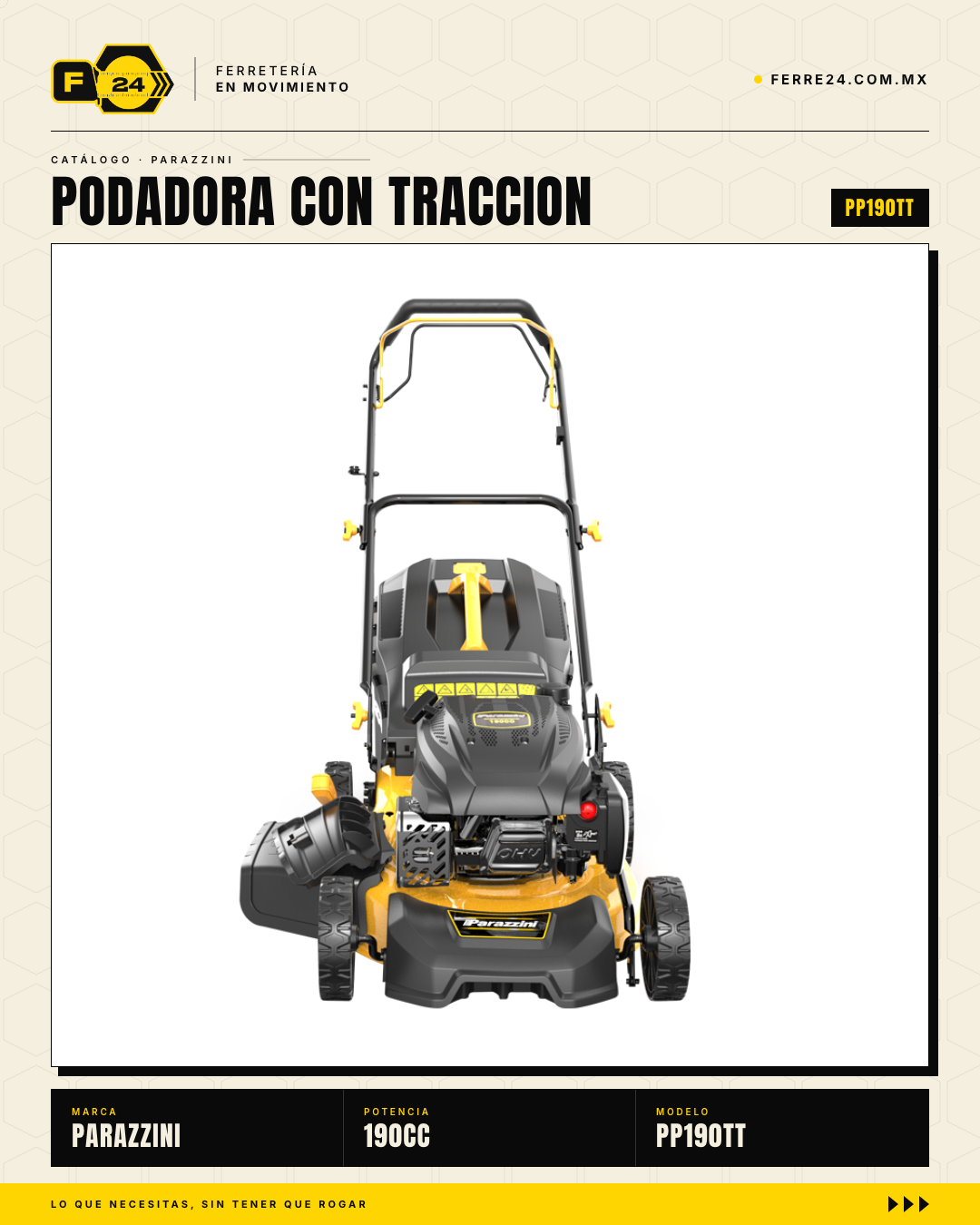 Podadora Autopropulsada 190cc — Corte 21" y Bolsa 65L · hero_001