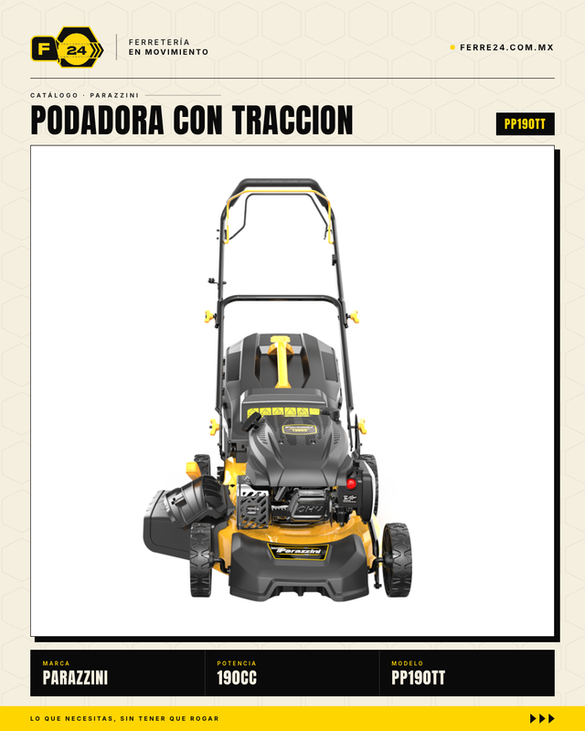Podadora Autopropulsada 190cc — Corte 21" y Bolsa 65L