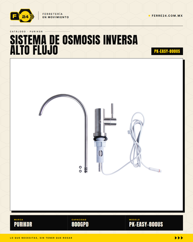 PURIKOR PK-EASY-800US — Ósmosis Inversa 800 GPD Sin Tanque