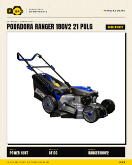 Podadora de Pasto 21" — 180 cc, Chasis de Acero y Triturado
