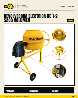 Revolvedora Eléctrica Parazzini 180 L — 650W, 110V, 1/2 Saco