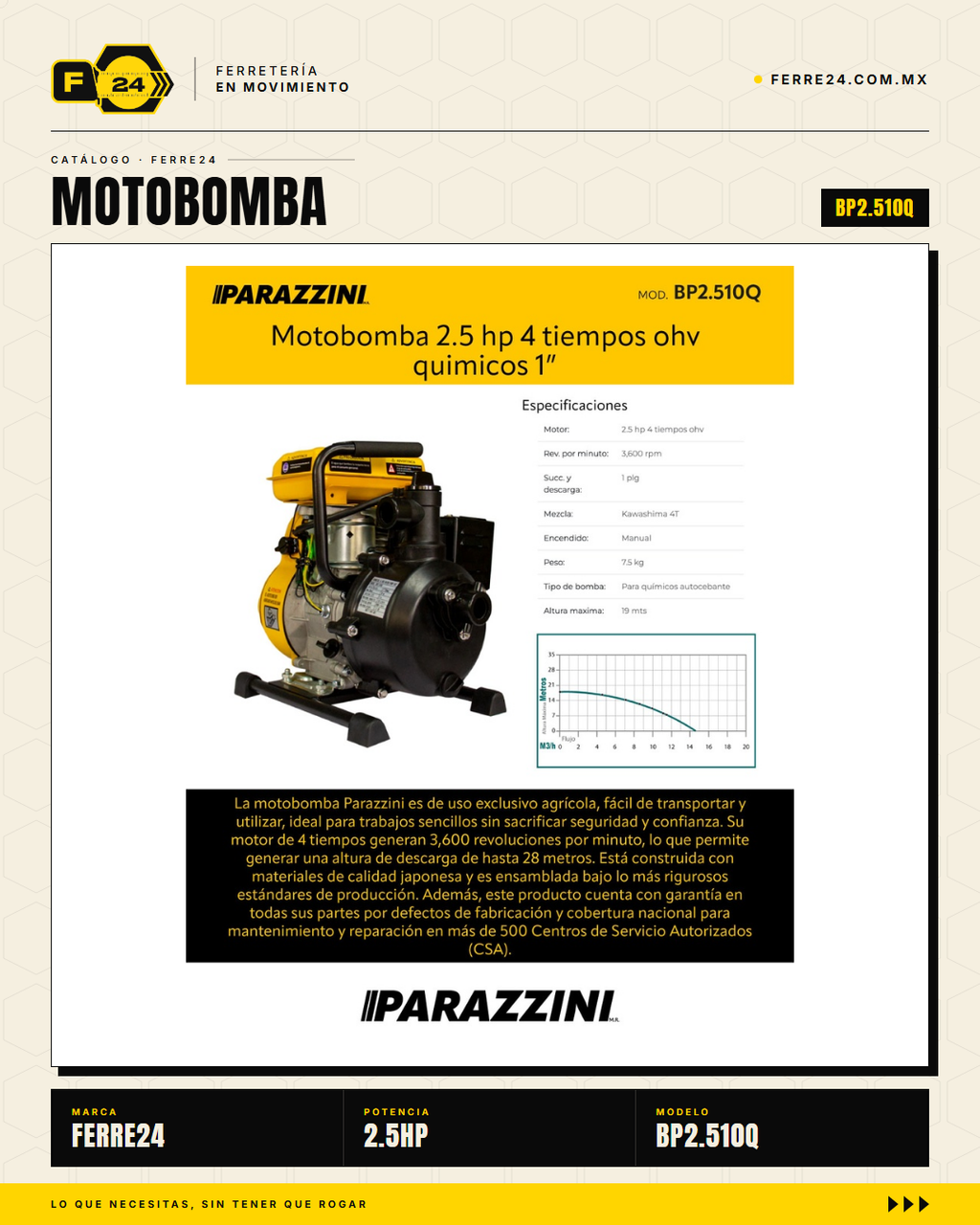 Motobomba para Químicos 2.5 HP — 1", Autocebante · hero_001