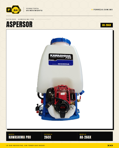 Aspersor de Mochila 26 cc — Motor Honda GX25, Tanque de 25 L
