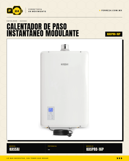 Calentador de Paso Instantáneo Modulante KASSAI KASPRO-16P — 16 L