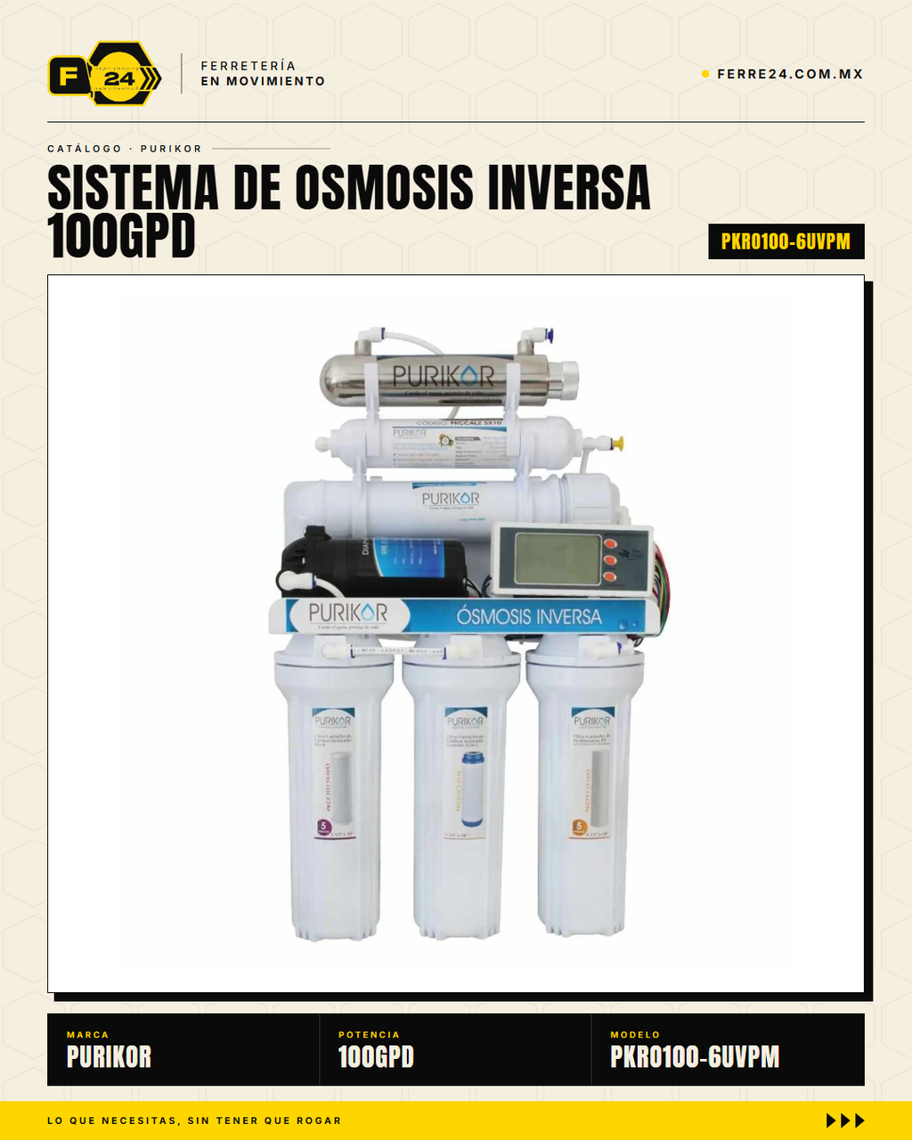 Sistema de Ósmosis Inversa 6 Etapas con UV y Bomba PURIKOR 100 GPD · hero_001