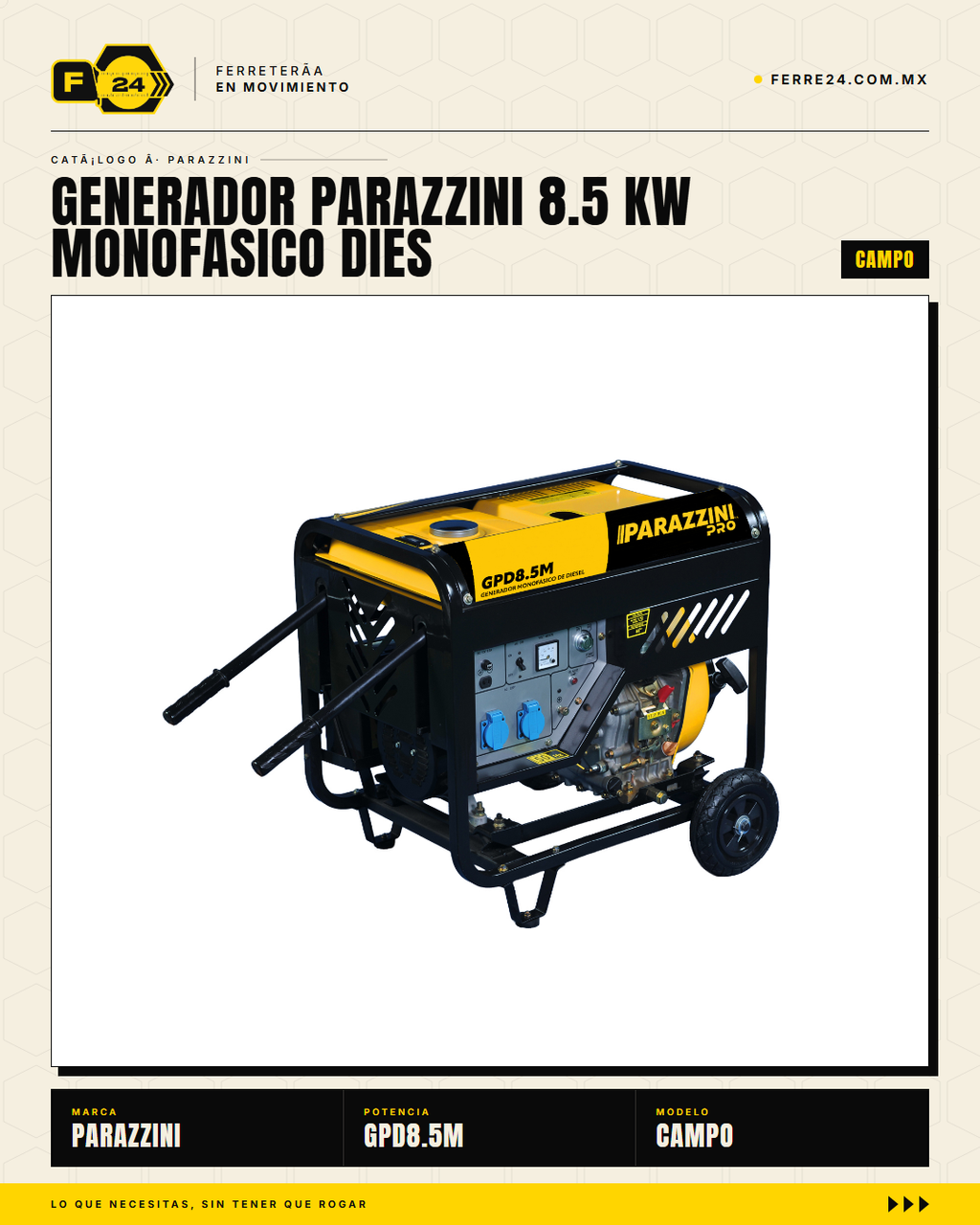 Generador Diésel Parazzini GPD8.5M 8.5kW ATS — vista principal