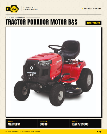 Tractor podador Troy-Bilt 42" — Motor Briggs & Stratton 500 cc, 15.5 HP
