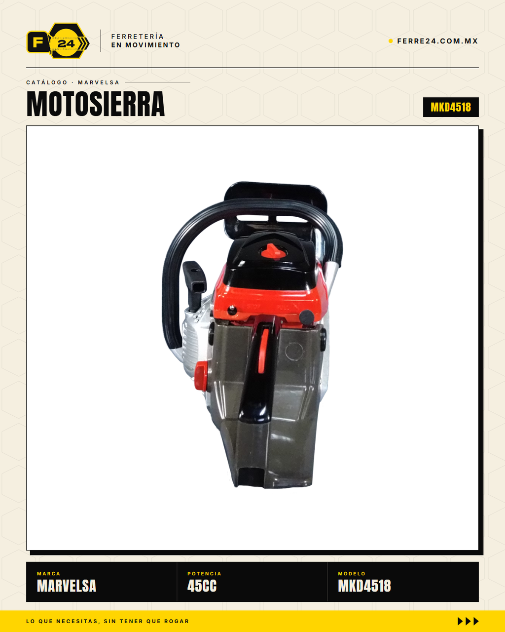 Motosierra Kawashima Dakota 45cc — Barra 18 pulgadas · hero_001