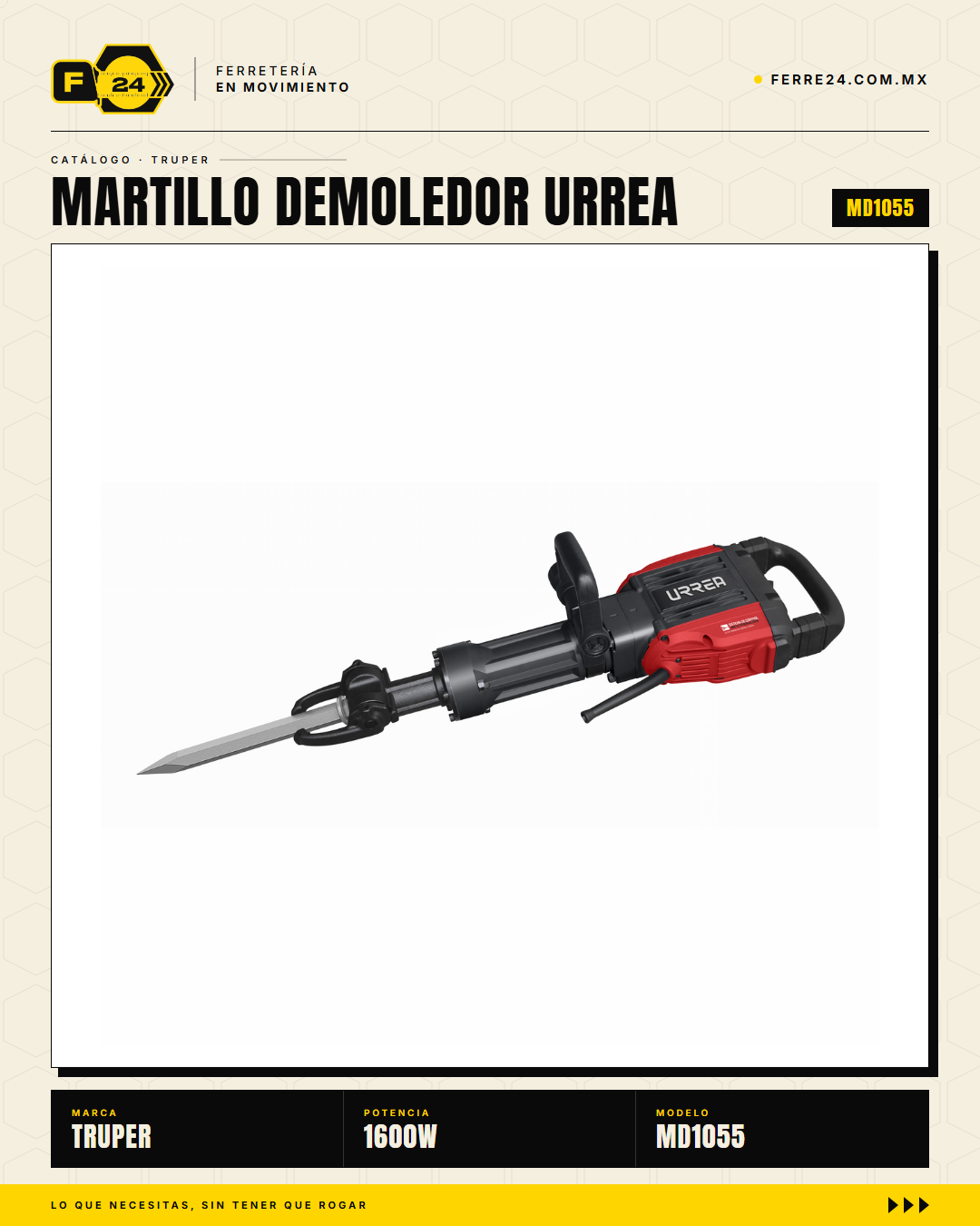 Martillo Demoledor Urrea MD1055 1600W 55J Anti-Vibración · hero_001