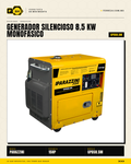 ```
Generador diesel silencioso Parazzini GPDS8.5M. Solo 72 dB — apto para hoteles, residencias y oficinas. 7.0 kW, monofásico 110/220V, arranque eléctrico. Envío con flete especial.
``` · hero_001