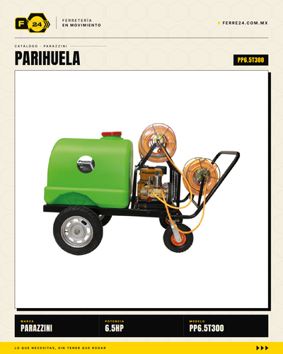 Parihuela Motorizada Parazzini 6.5HP — 240 Litros, Bomba de Bronce