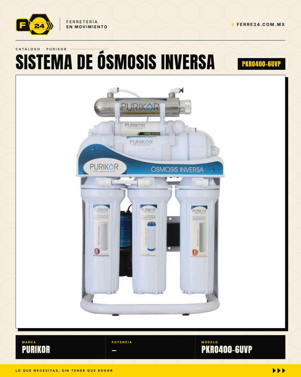 Ósmosis Inversa PURIKOR 400 GPD — 6 Etapas con Luz UV · hero_001