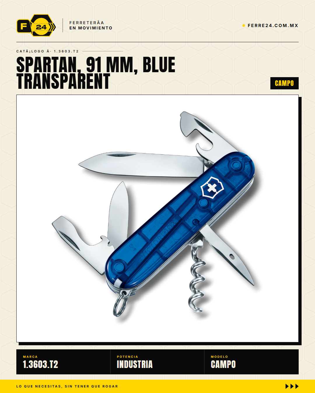 Victorinox Spartan 91mm Azul Transparente — Navaja 16 Funciones — vista principal