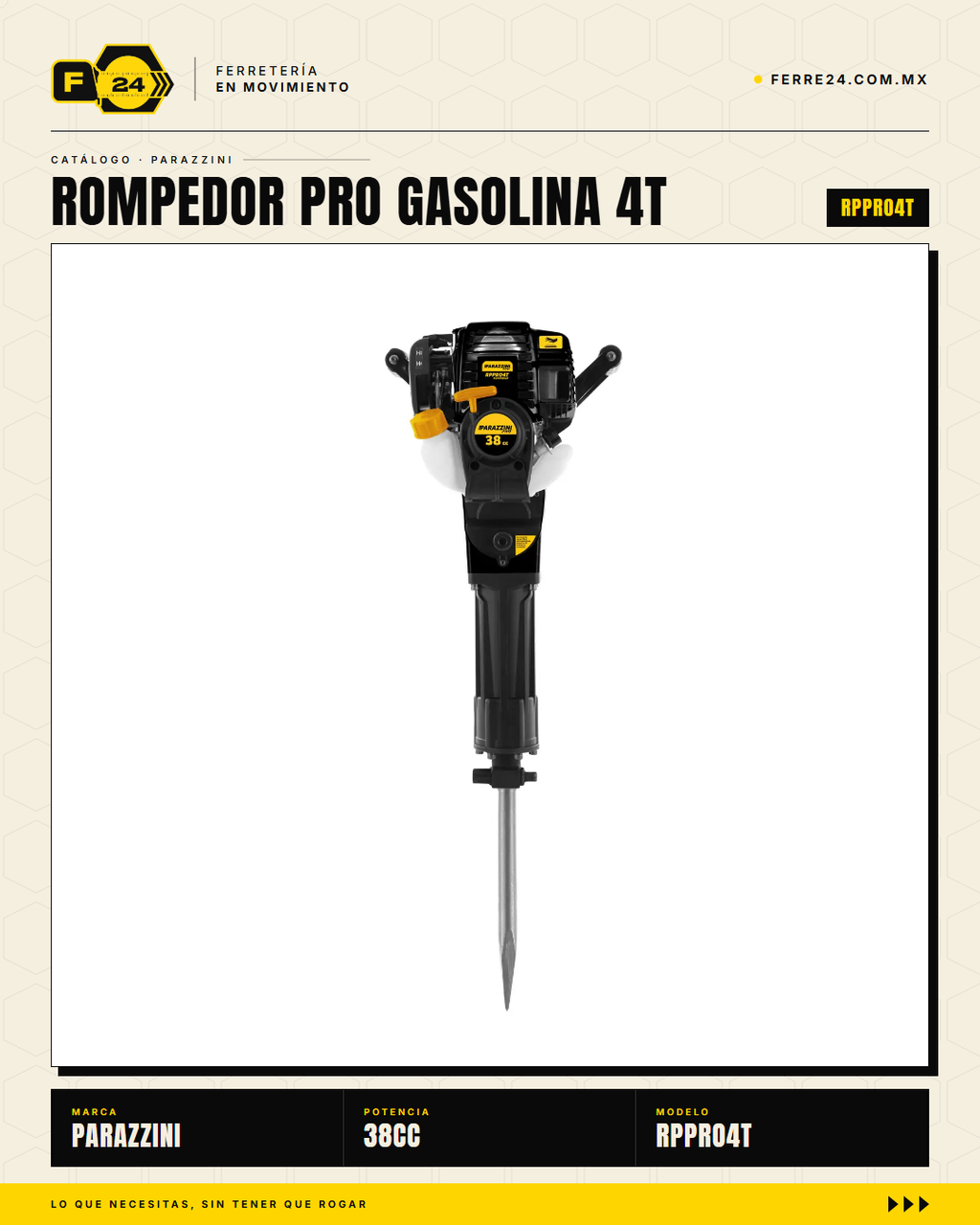 Rompedor a Gasolina 38 cc — 20 a 65 J, 4 Tiempos sin Mezcla · hero_001