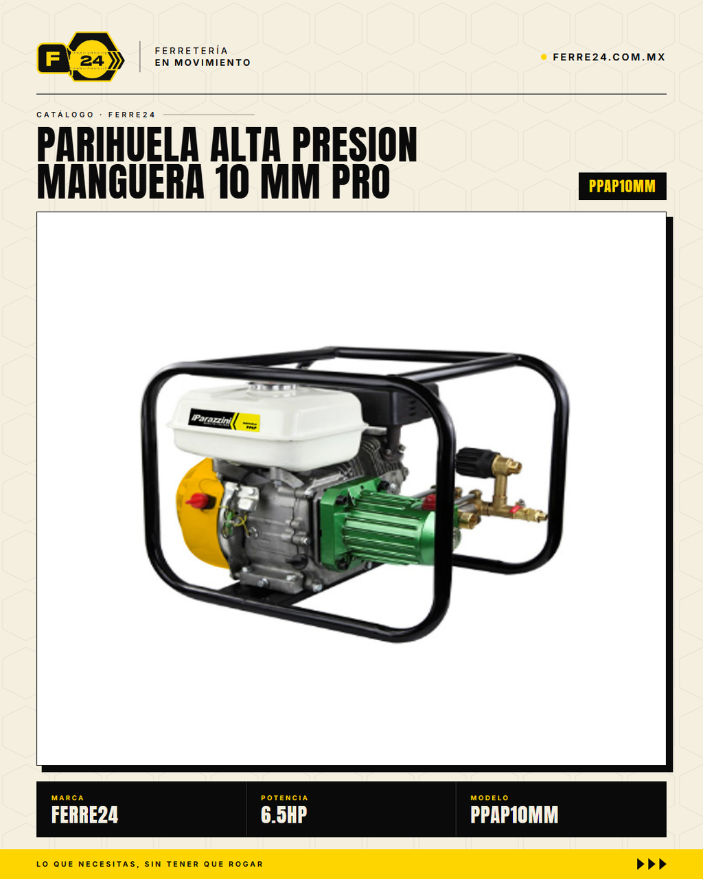 Parihuela Alta Presión — 6 MPa, 15 m de Alcance, 23 kg · hero_001