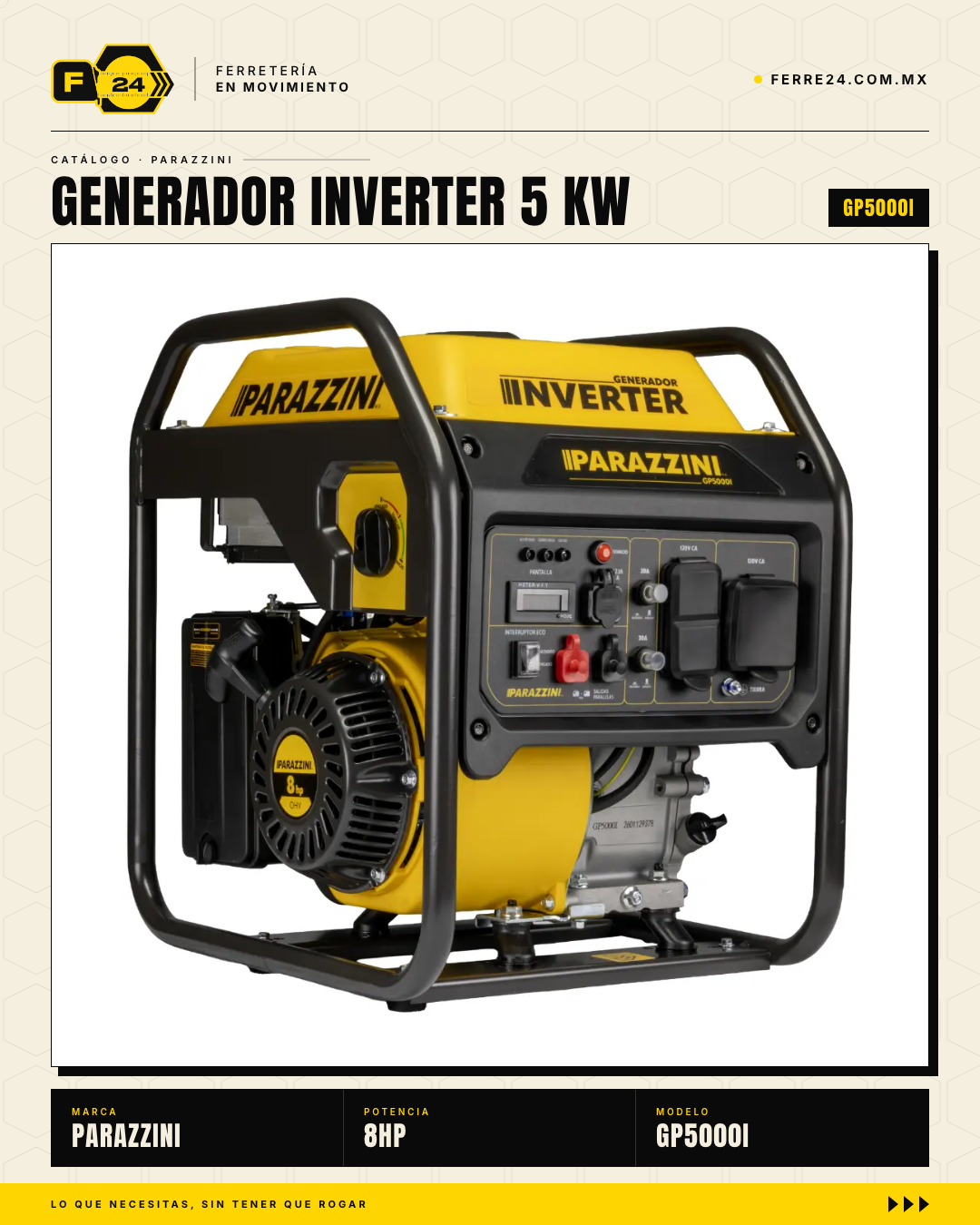 Generador Parazzini Inverter 5 KW — Respaldo Confiable para Casa, Negocio y Obra · hero_001