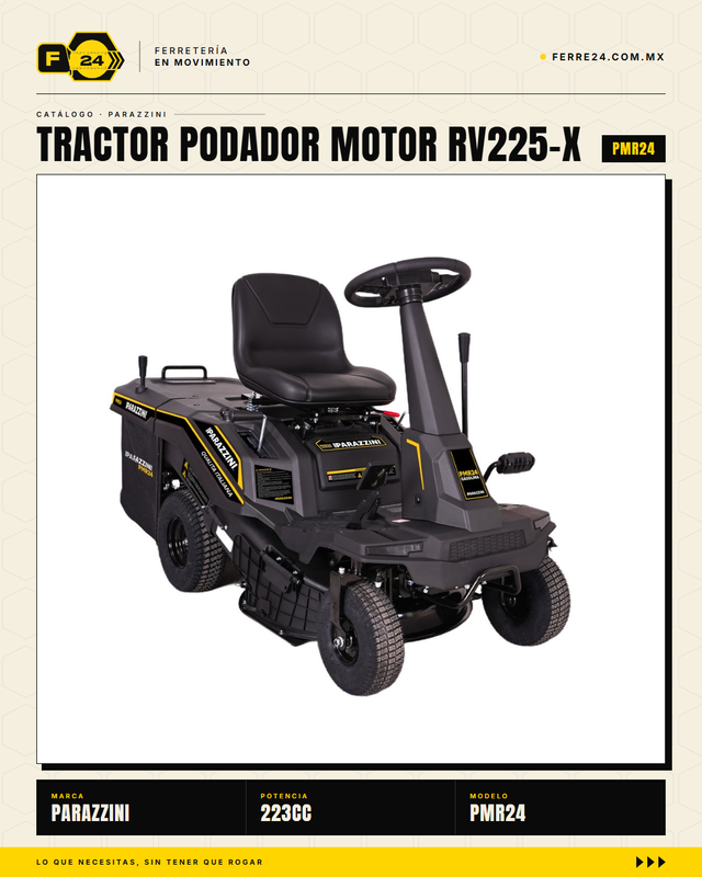 Tractor Podador Parazzini PMR24 — Motor 223cc 4T, 24 Pulgadas, Encendido Eléctrico