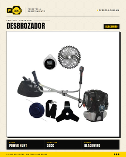 Desbrozadora Power Hunt BLACKWIRO 52 cc — Eje Entero