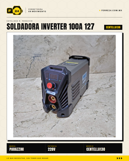 Soldadora inverter compacta Power Hunt CENTELLA130: conecta en 127V (toma de pared casera) o 220V (taller industrial). Hasta 120A de potencia, ciclo de trabajo 85%, tecnología inverter = peso ligero y menor consumo. Respaldada por Marvelsa y 500+ Centros