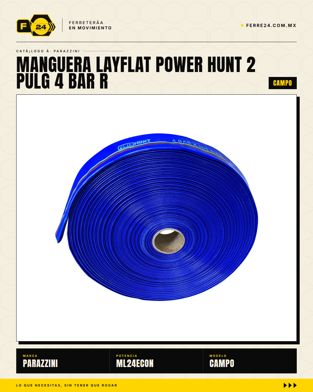 Manguera LayFlat Power Hunt 2 pulgadas 100m — rollo principal