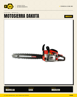 Motosierra Kawashima Dakota 52cc — Barra 20 Pulg. + Kit Completo