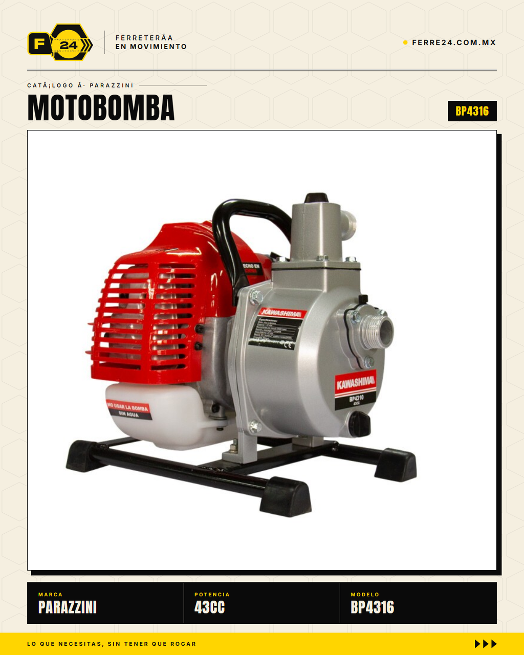 Motobomba Kawashima BP4316 — vista principal