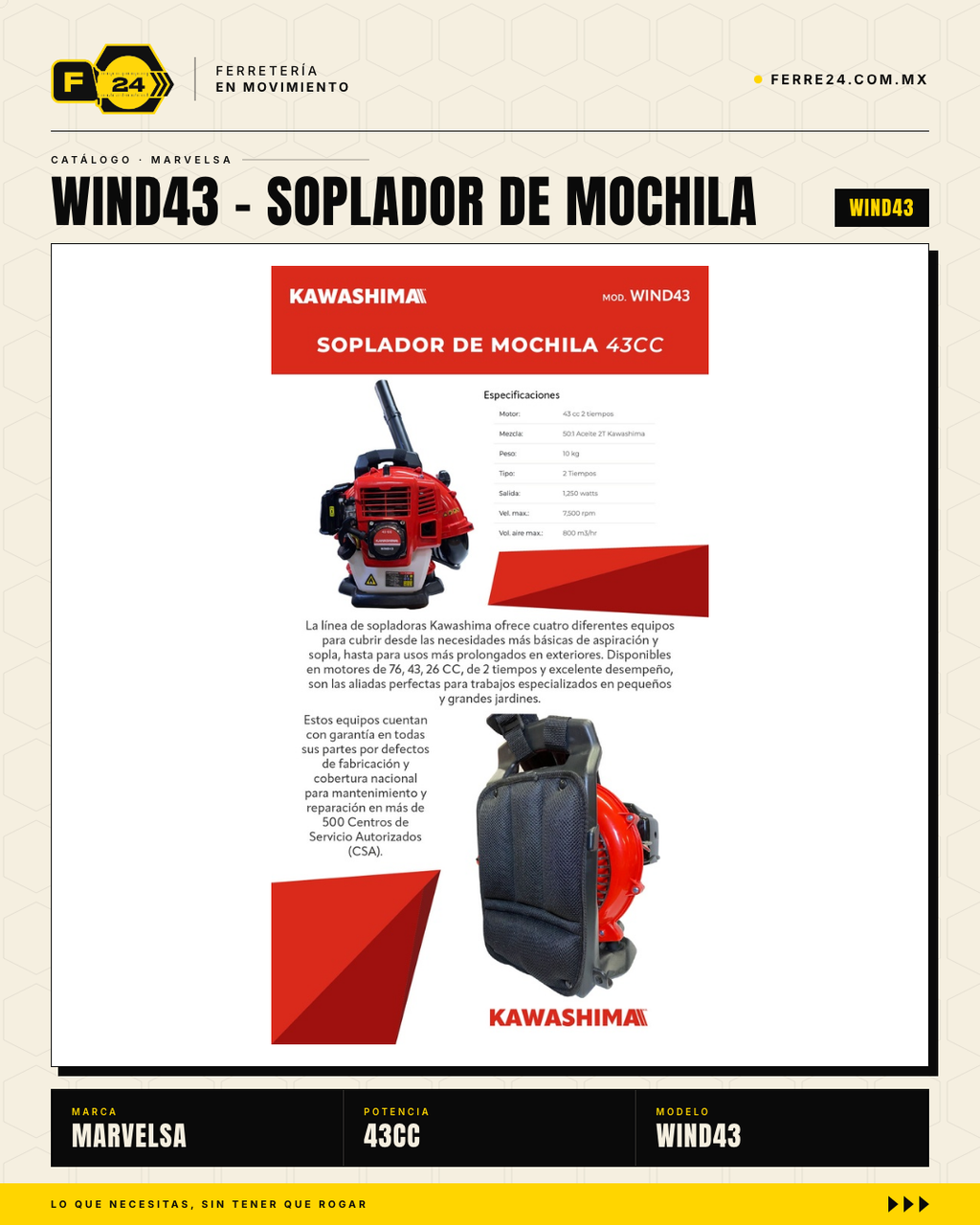 Soplador de Mochila Kawashima 43cc — Potencia Real, Respaldo Nacional · hero_001