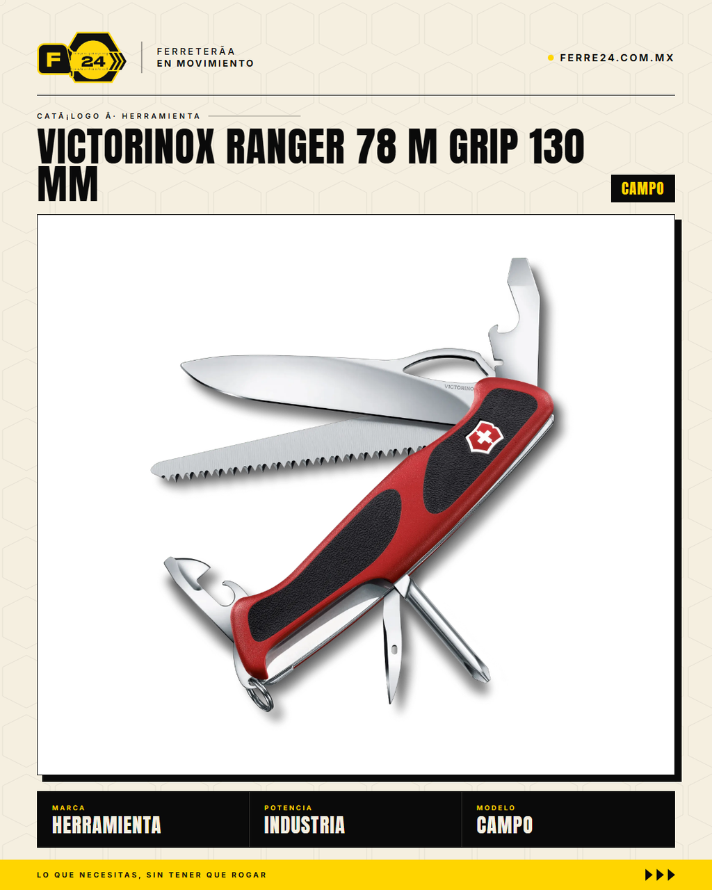 Victorinox Ranger 78 M Grip 130mm — Navaja 21 Funciones Hoja de Seguridad — vista principal