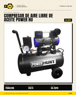 Compresor de aire libre de aceite 25L — Power Hunt COMPHKIT25L