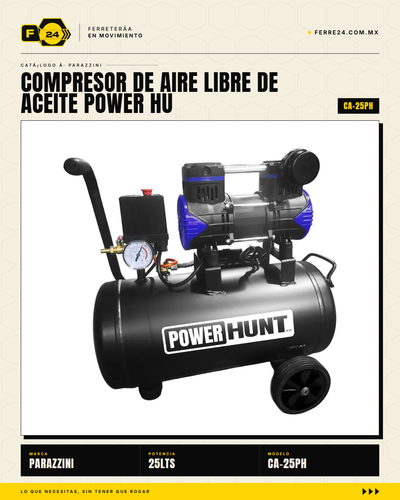 Compresor de aire libre de aceite 25L — Power Hunt COMPHKIT25L