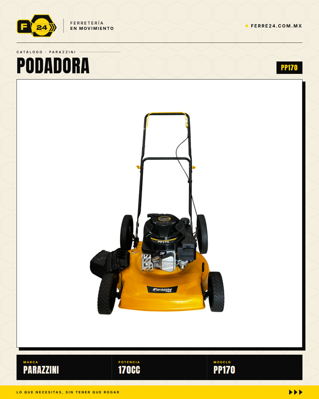 Podadora Parazzini Pro 170cc Autopropulsada — Cuchilla 21 Pulg